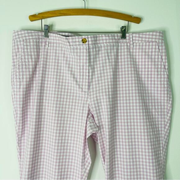 NWT Talbots purple white check gingham relaxed chino cottagecore pants 22W - Picture 2 of 8